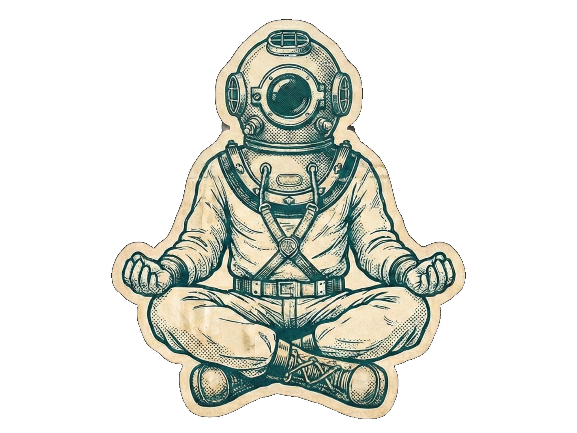 A deep sea diver in lotus position — the symbol of The Deep End